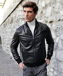 Chaqueta Bomber de Cuero Negro para Hombre D'Arienzo