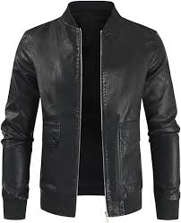 Chaqueta de Cuero Sólido OCCOKO para Hombre