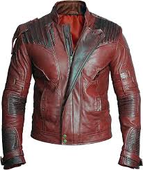 Chaqueta de Cuero Rojo para Motociclista