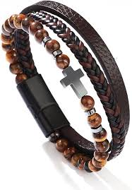 Pulsera Trenzada de Cuero para Hombre Lucktao