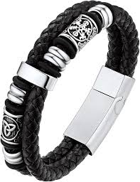 Pulsera de Cuero Celta Vikinga para Hombre