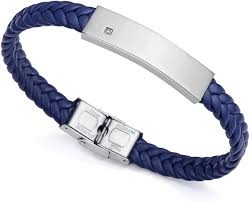 Pulsera Viceroy Hombre: Acero y Piel Azul con Diamante