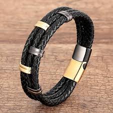 Pulsera de Cuero Multicapa para Hombre y Mujer