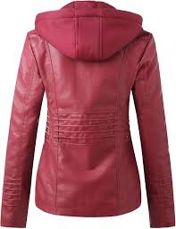 Chaqueta de Cuero con Capucha para Mujer