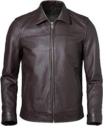 Chaqueta de Cuero de Vaca para Hombre - Negro y Marrón