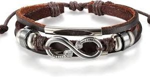 Pulsera Infinito de Cuero Trenzado para Hombre y Mujer