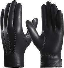 Guantes de Piel para Hombre con Forro de Cachemira Harssidanzar